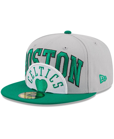 New Era Men's  Gray, Kelly Green Boston Celtics Tip-off Two-tone 59fifty Fitted Hat In Gray,kelly Green