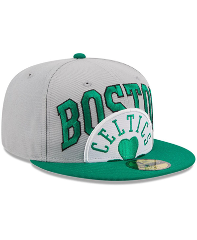 New Era Men's  Gray, Kelly Green Boston Celtics Tip-off Two-tone 59fifty Fitted Hat In Gray,kelly Green