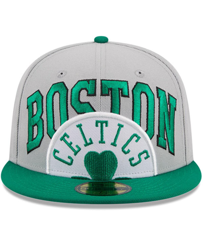 New Era Men's  Gray, Kelly Green Boston Celtics Tip-off Two-tone 59fifty Fitted Hat In Gray,kelly Green