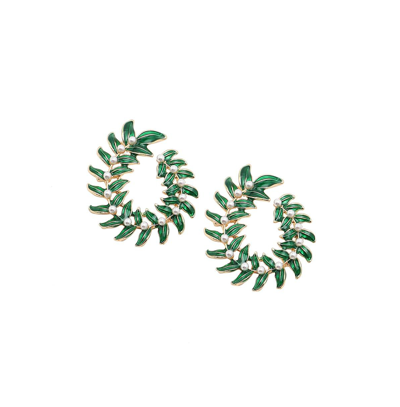 Shop Sohi Women's Green Wreath Drop Earrings