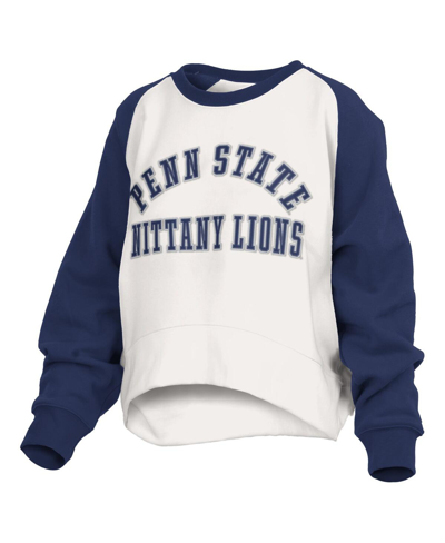 Shop Pressbox Women's  White Penn State Nittany Lions Lotus Raglan Pullover Sweatshirt