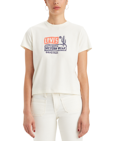 Shop Levi's Women's Graphic Authentic Cotton Short-sleeve T-shirt In Authentic Western Wear Egret