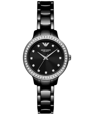 Shop Emporio Armani Women's Black Ceramic Bracelet Watch 32mm