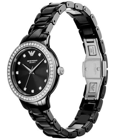 Shop Emporio Armani Women's Black Ceramic Bracelet Watch 32mm
