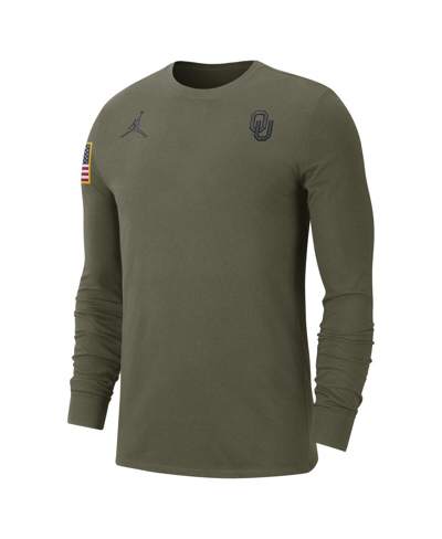 Shop Jordan Men's  Olive Oklahoma Sooners Military-inspired Pack Long Sleeve T-shirt