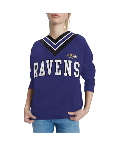 Shop Tommy Hilfiger Women's  Purple Baltimore Ravens Heidi Raglan V-neck Sweater