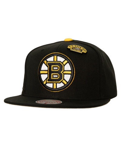 Shop Mitchell & Ness Men's  Black, Boston Bruins 100th Anniversary Collection Snapback Hat