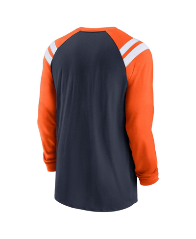 Shop Nike Men's  Navy, Orange Chicago Bears Classic Arc Raglan Tri-blend Long Sleeve T-shirt In Navy,orange