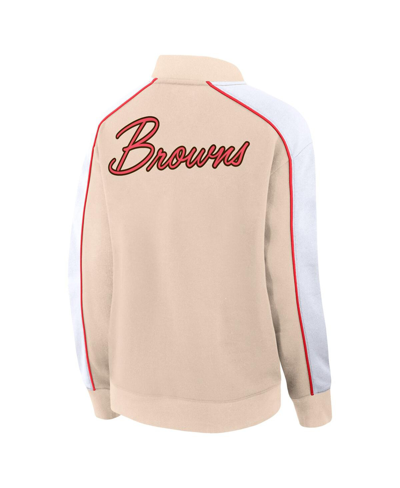 Fanatics Women's  Tan Cleveland Browns Lounge Full-snap Varsity Jacket In Tan