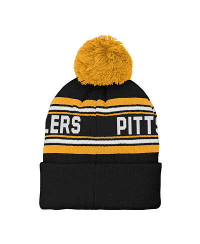 Shop Outerstuff Youth Boys And Girls Black Pittsburgh Steelers Jacquard Cuffed Knit Hat With Pom