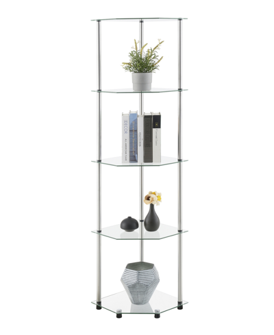 Shop Convenience Concepts 13.75" Glass Designs2go Classic 5 Tier Corner Tower In Glass,chrome