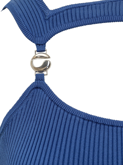 Shop Coperni Knitted Cut-out Dress In Blue
