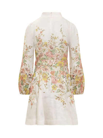 Shop Zimmermann Buttoned Mini Dress In Ivory Coral Floral