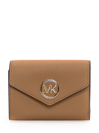 Shop Michael Michael Kors Leather Wallet In Pale Peanut