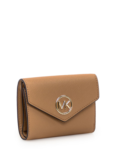 Shop Michael Michael Kors Leather Wallet In Pale Peanut