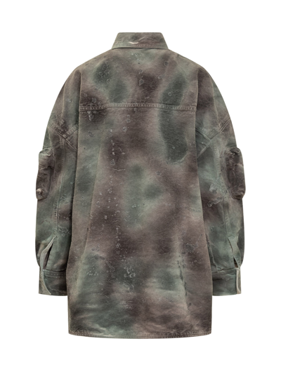 Shop Attico Fern Coat In Stained Green Camouflage