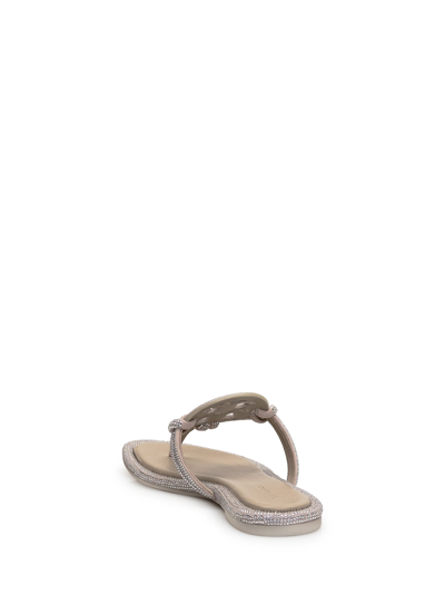 Shop Tory Burch Leather Miller Sandal In Stone Grey