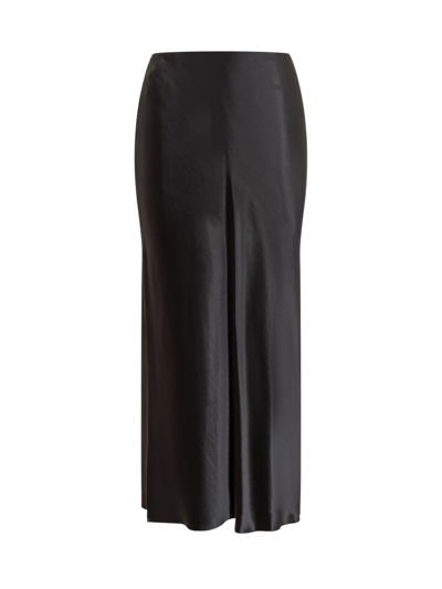 Shop Ferragamo Satin Skirt Longuette In Nero/bianco