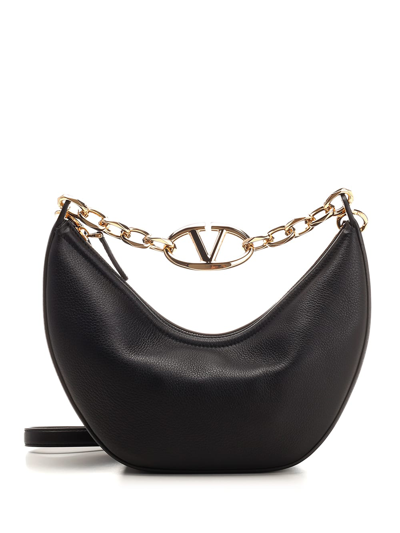 Shop Valentino V Logo Hobo Bag In Black