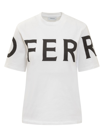Shop Ferragamo Manifesto T-shirt In Bianco/nero