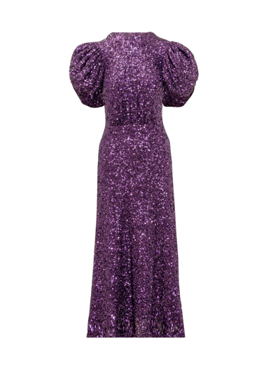 Shop Rotate Birger Christensen Sequins Puff Dress In Purple Magic