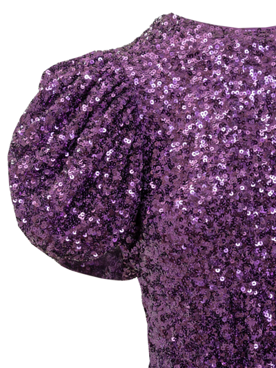 Shop Rotate Birger Christensen Sequins Puff Dress In Purple Magic