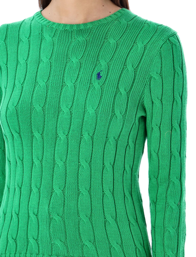Shop Polo Ralph Lauren Cable-knit Cotton Crewneck Sweater In Preppy Green