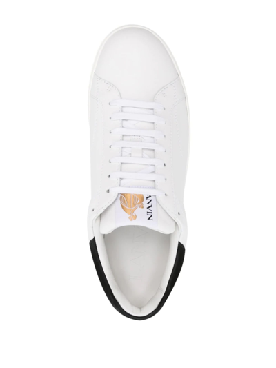 Shop Lanvin Ddb0 Low-top Leather Sneakers In Bianco