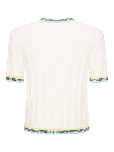 Shop Casablanca White Cotton Blend Polo Shirt In Bianco