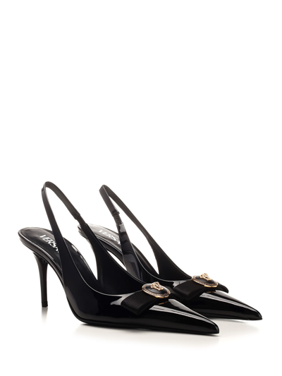 Shop Versace High Heel Slingback In Black