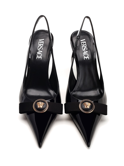 Shop Versace High Heel Slingback In Black