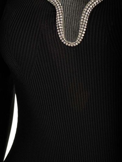 Shop Self-portrait Viscose Knit Midi Dress In Black