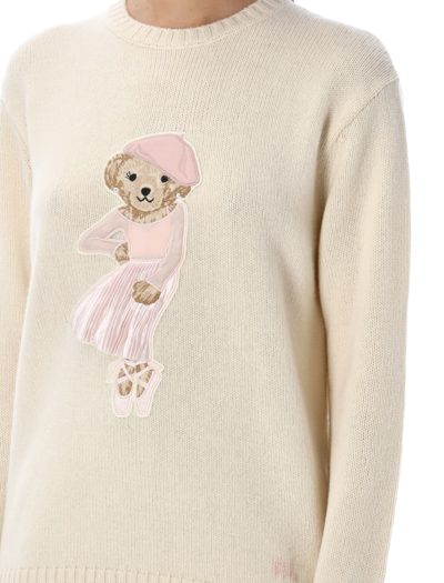 Shop Ralph Lauren Ballet Polo Bear Sweater In Butter
