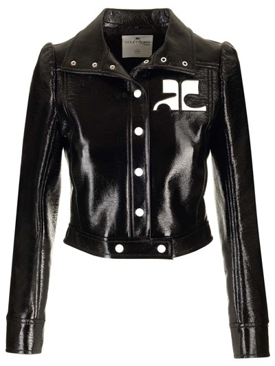 Shop Courrèges Black Vinyl Re-edition Jacket