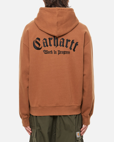 Shop Carhartt Hooded Onyx Script Sweatshirt In Beige