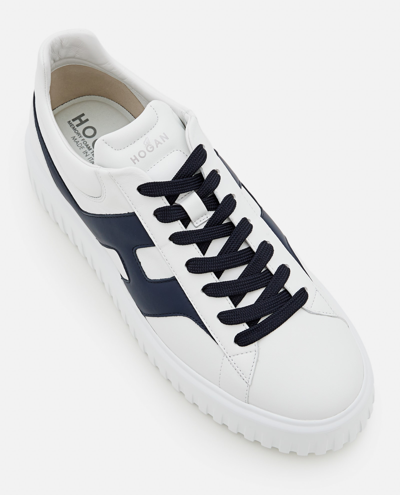 Shop Hogan H-stripes Laced Sneakers In White