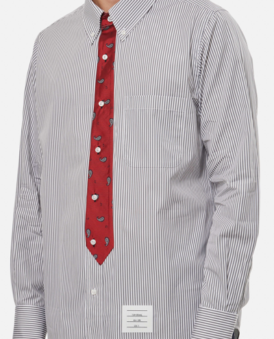 Shop Thom Browne Seamed Tie Shirt In Grey