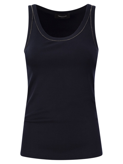 Shop Fabiana Filippi Ribbed Jersey Tank Top In Blue