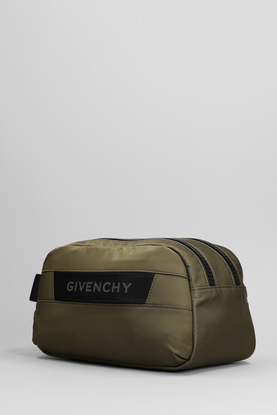 Shop Givenchy G-trek Toilet Pouch Clutch In Khaki Polyamide