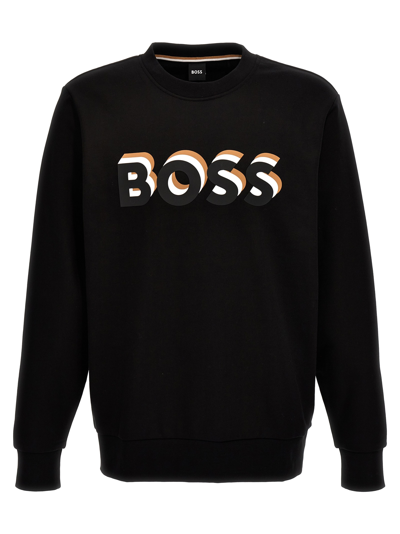 Shop Hugo Boss Logo Sweatshirt In Black