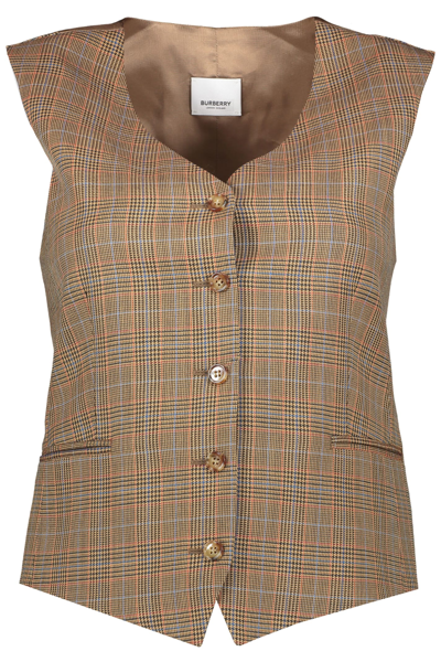 Shop Burberry Wool Vest In Beige