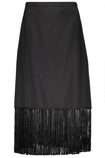 Shop Burberry Midi Skirt In Black