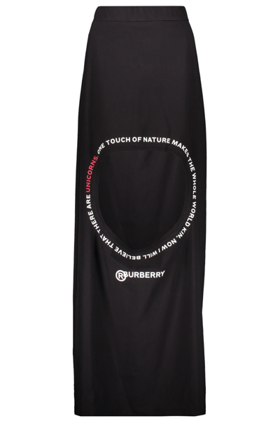 Shop Burberry Long Skirt In Black