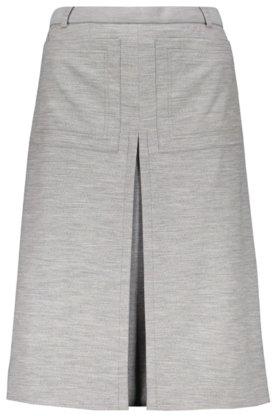 Shop Burberry Midi Skirt In Grey
