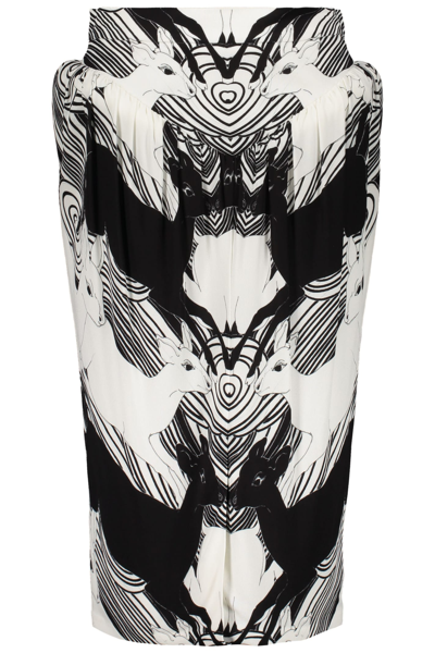 Shop Burberry Printed Midi Skirt In White