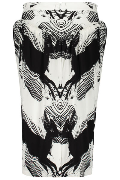 Burberry Ladies Deer Print Gathered Jersey Sculptural Skirt In White