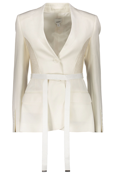 Shop Burberry Single-breasted Two-button Blazer In White