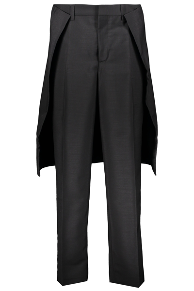 Shop Burberry Virgin Wool And Mohair Trousers In Black
