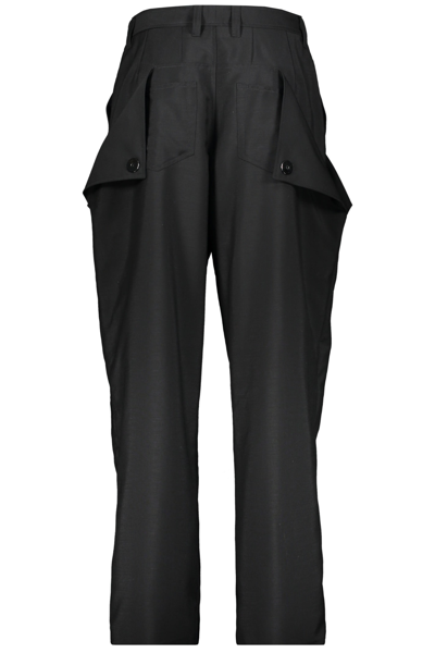 Shop Burberry Virgin Wool And Mohair Trousers In Black