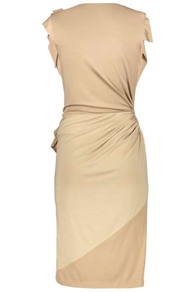 Shop Burberry Silk Midi-dress In Beige